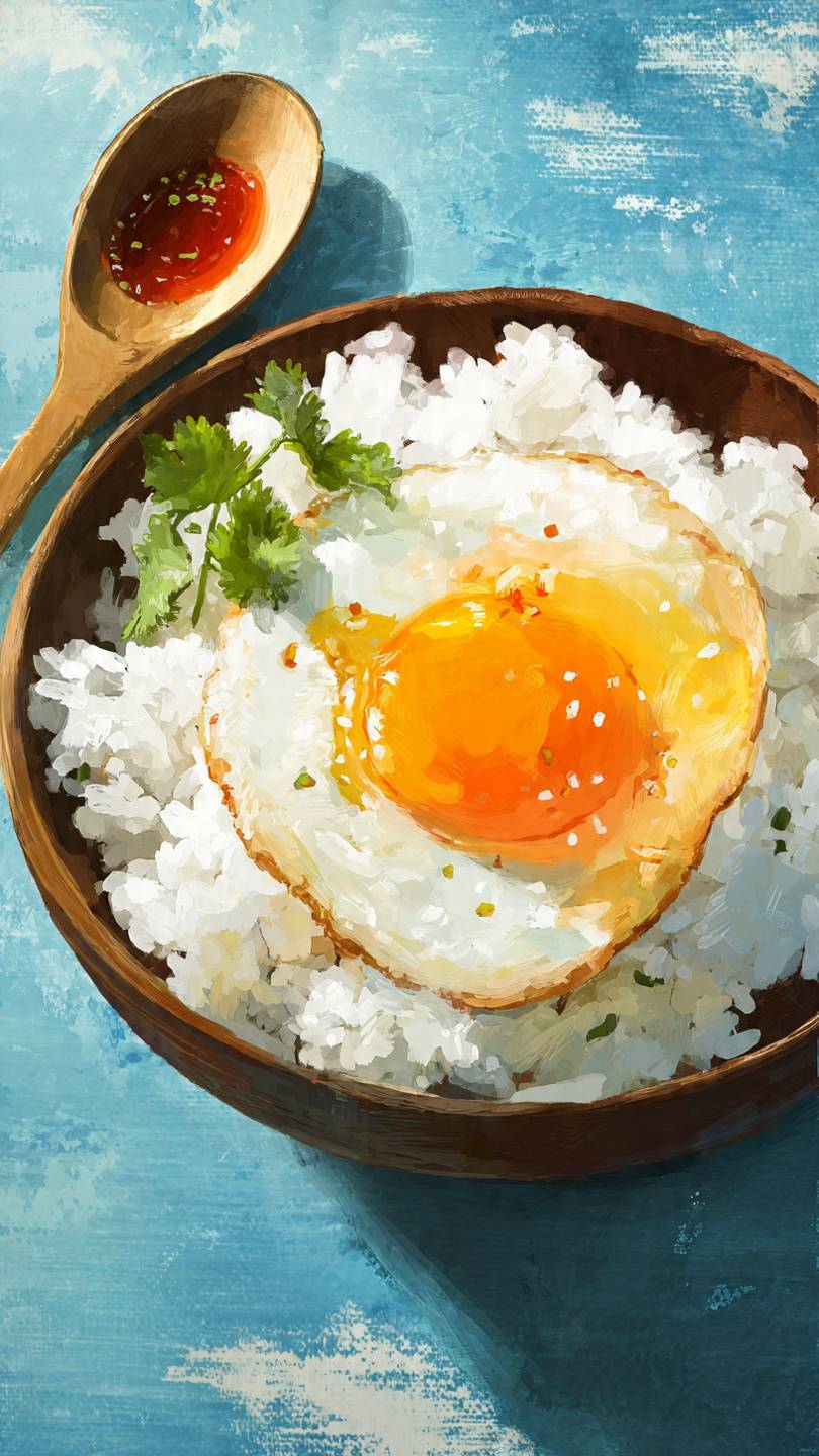 arroz con huevo estrellado